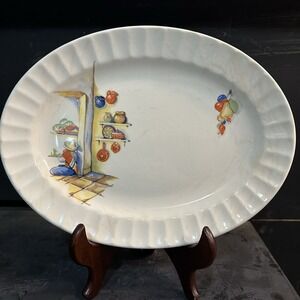 VTG‎ 1940 Edwin M Knowles Semi Vitreous Tia Juana Oval Serving Platter 13"